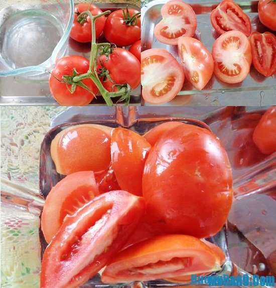 Thực hiện các bước làm nước ép cà chua ngon