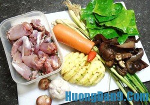 Nguyên liệu chuẩn bị cho cách làm ếch xào thập cẩm